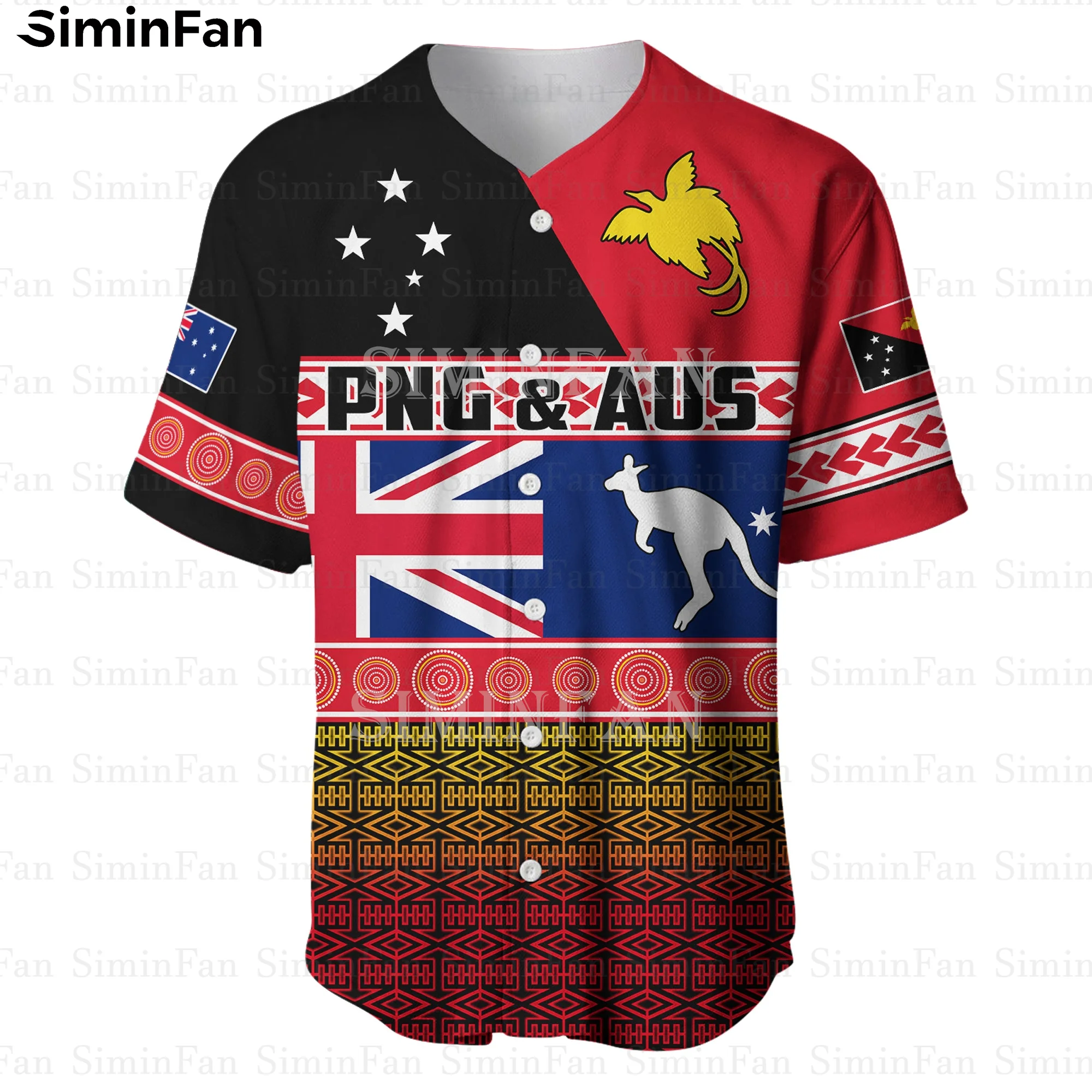 

Papua New Guinea Australia 3D Full Print Baseball Jersey Shirt Men Summer Collarless Camisa Female Tee Top Unisex Hawaii Tshirt