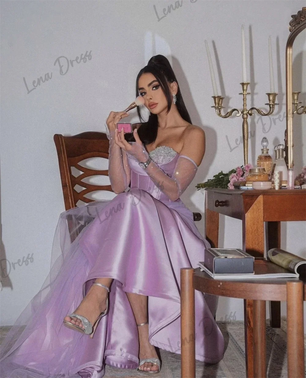 Женское блестящее атласное платье с рыбьим хвостом обручальное вечернее бальное