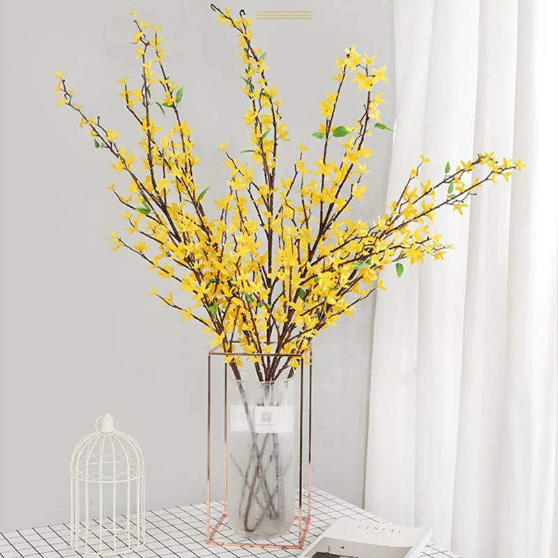 

Spring Flowers Home Christmas Decoration Accessories Simulation Fake Flower Single Gold Aesthetic Room Decor Artificial Branches