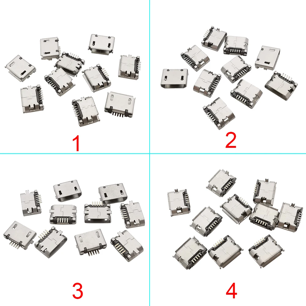10 шт. 5 9 мм 5-контактный гнездовой разъем Micro USB Тип B SMD DIP гнездо для хвостовых