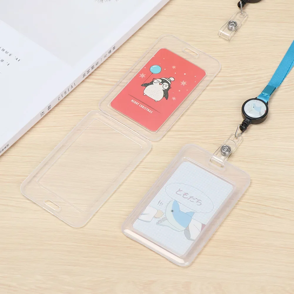 Cartoon Cute Retractable Name Badge Holder Work Card Bank Credit Card ID Business Case Students Bus Card Case With Lanyard