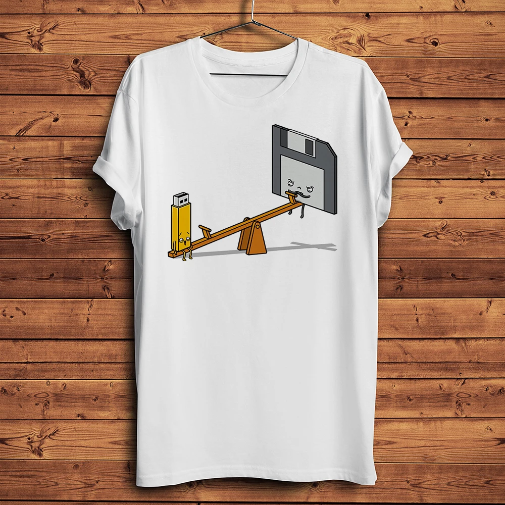 

Футболка мужская с коротким рукавом, забавная тенниска унисекс с принтом флоппи дисков, розыгрышей, Повседневная Уличная одежда