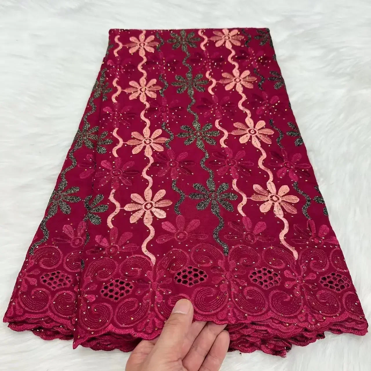 Новый стиль бирюзовая швейцарская вуаль нигерийская кружевная ткань 2024 высокое