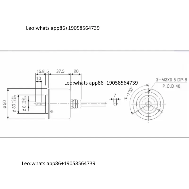 Фото Инкрементальный поворотный энкодер GLS50H 1200PPR 5V с драйвером линейного выхода ABZ, 3-фазный сигнал, цельный вал, внешний диаметр 50 мм, диаметр штока 8 мм, пыле- и маслозащищенный №5