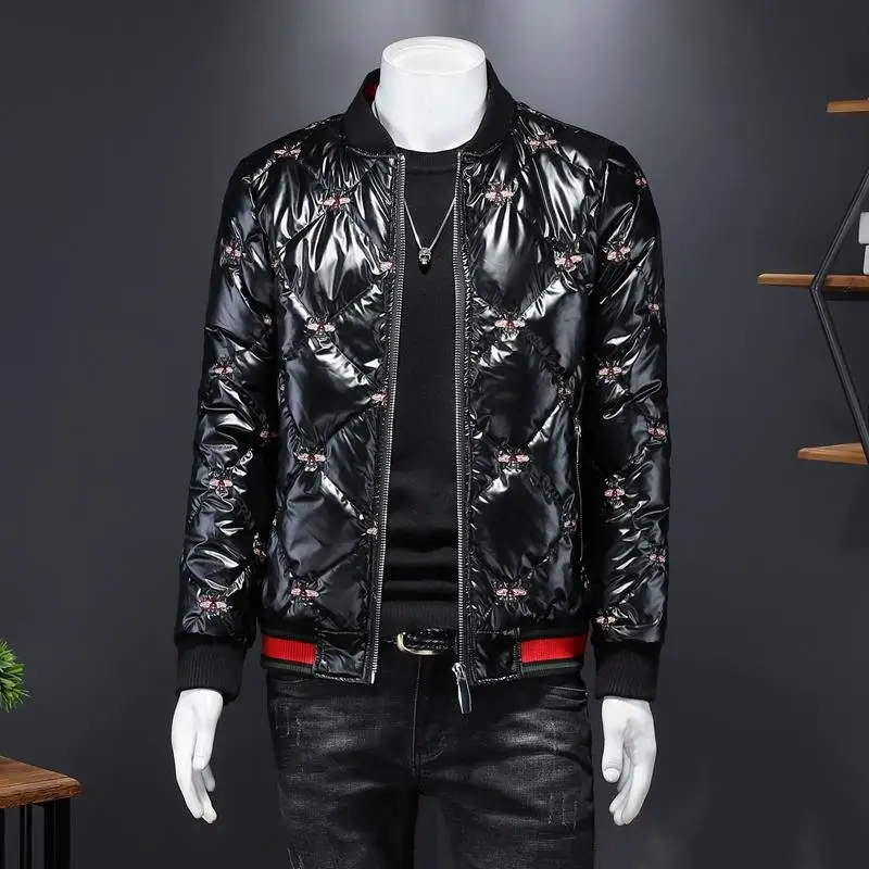 

2022 New brand light luxury shiny men's down jacket waterproof tide brand embroidered men's warm baseball uniform for men jacket