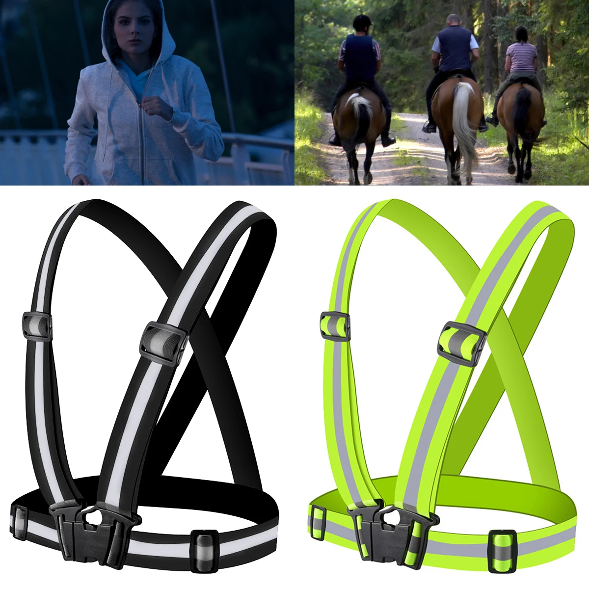 

Reflective Vest Night Work Security Running Cycling Safety Reflective Straps High Visibility Reflective Safety Jacket For Adults