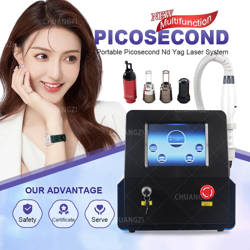 

2000W Protable Picosecond Laser Nd Yag Laser Tattoo Removal Machine 1064nm 755nm 532nm Pico Q Switched Machine