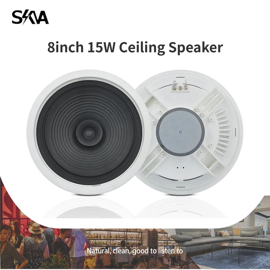 

8inch 15W Ceiling Speaker PA System Flush Mount Stereo Sound Music Passive Loudspeaker Home Audio System for Kitchen Bedroom