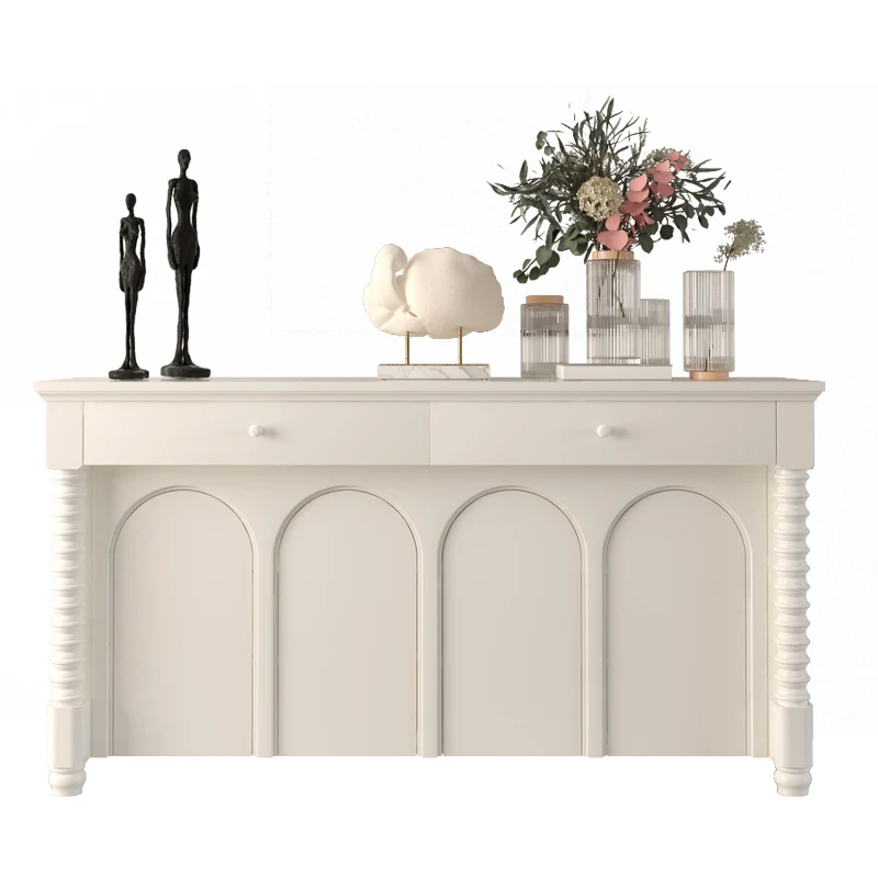 Кремово-белый декоративный шкаф для обуви из массива дерева