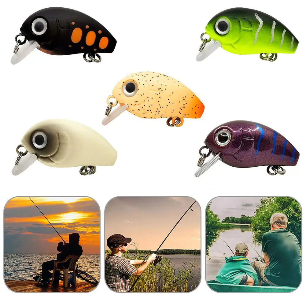 

30mm/2.05g Mini Artificial Fishing Lures Set 5 Colors Slow Sink Crankbait Lifelike Hard Baits Fishing Tackle