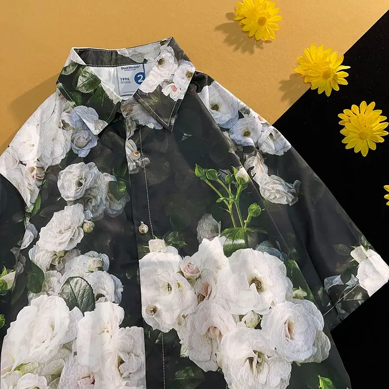 Рубашка с коротким рукавом для мужчин и женщин нишевая сорочка в стиле ретро