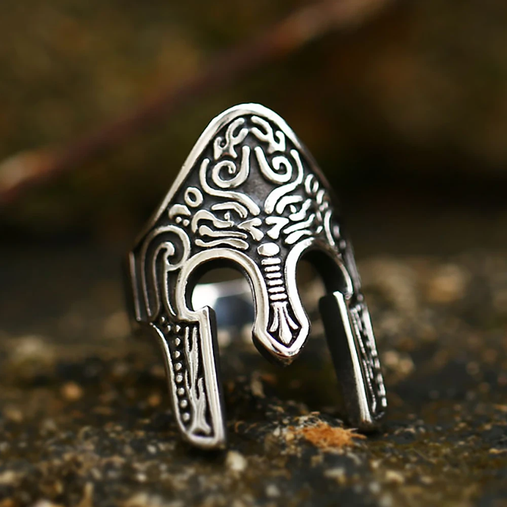 Шлем воина викингов маска кольцо готический винтажный скандинавский