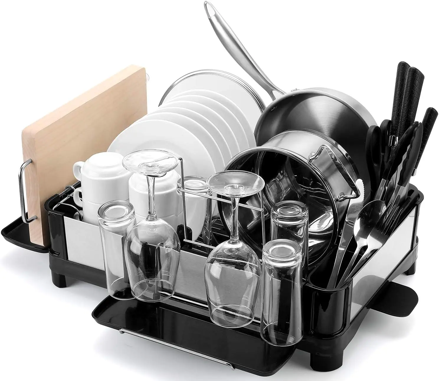 

-Защита от отпечатков пальцев, сушка посуды из нержавеющей стали 304 для кухонной стойки, полностью настраиваемые столовые приборы, подставки для стаканов и посуды