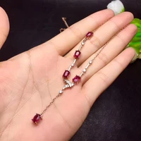 meibapj natural ruby pendant necklace genuine 925 silver red stone fine wedding jewelry for women