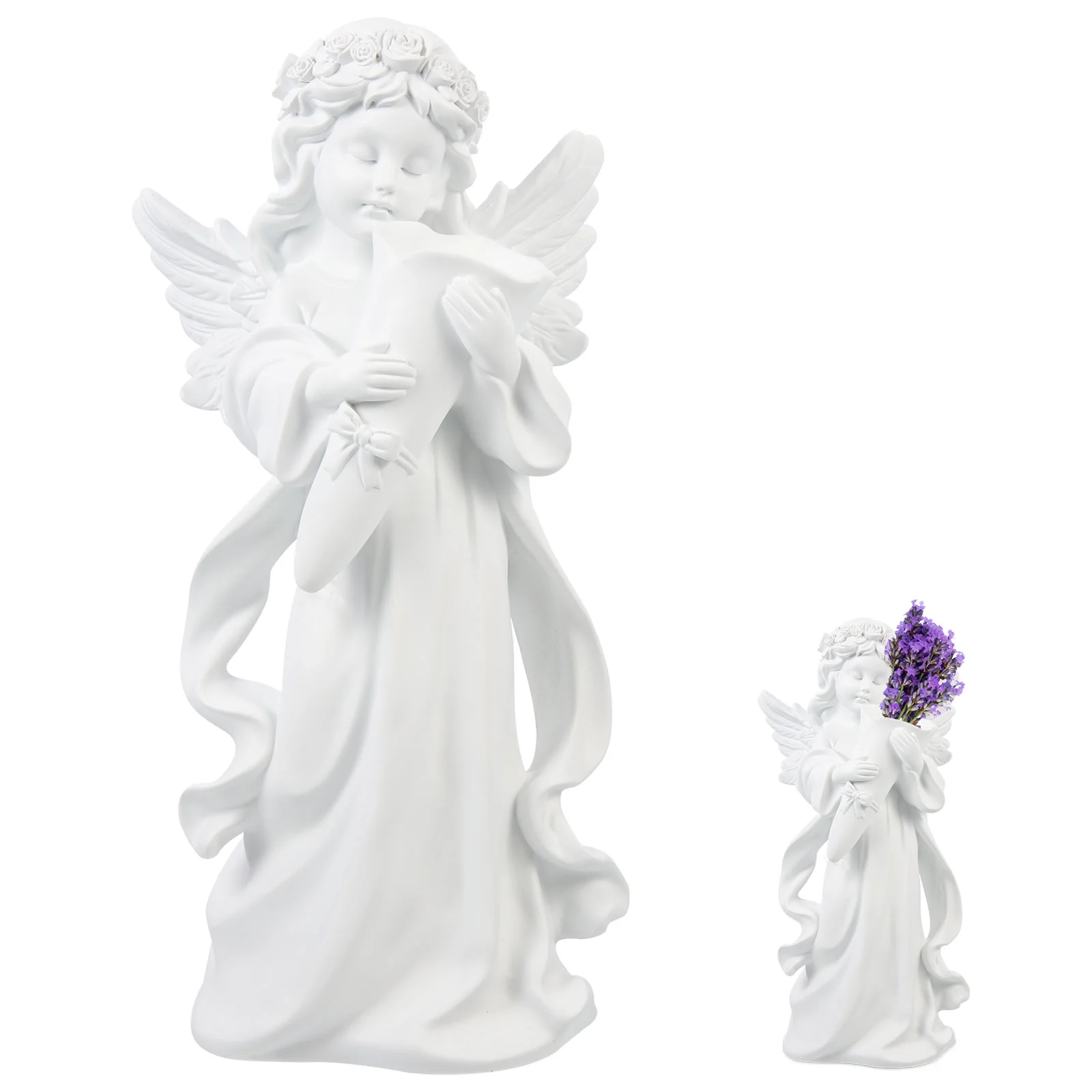 

Angel Statue Garden Resin Figurines Cherub Sculpture Figurine Guardian White Angels Ornament Prayer Decor Cupid Figure Statues