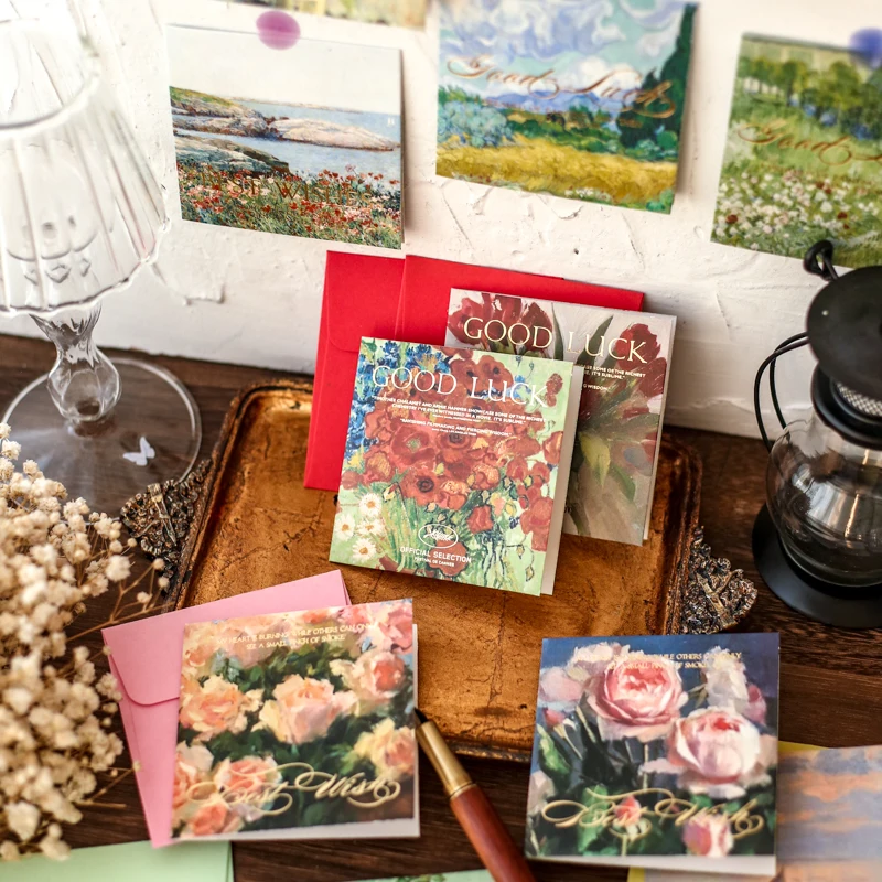 

Flower Card Marry Christmas Folded Greeting Card Square Card Creative Envelope Greeting card Kids Gift Artistic Style