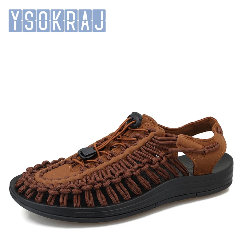 

Sandals Men Size 35-46 High Quality Handmade Mens Shoes Summer Soft Non-slip Gladiator Sandals Hiking Beach Platform Sandals