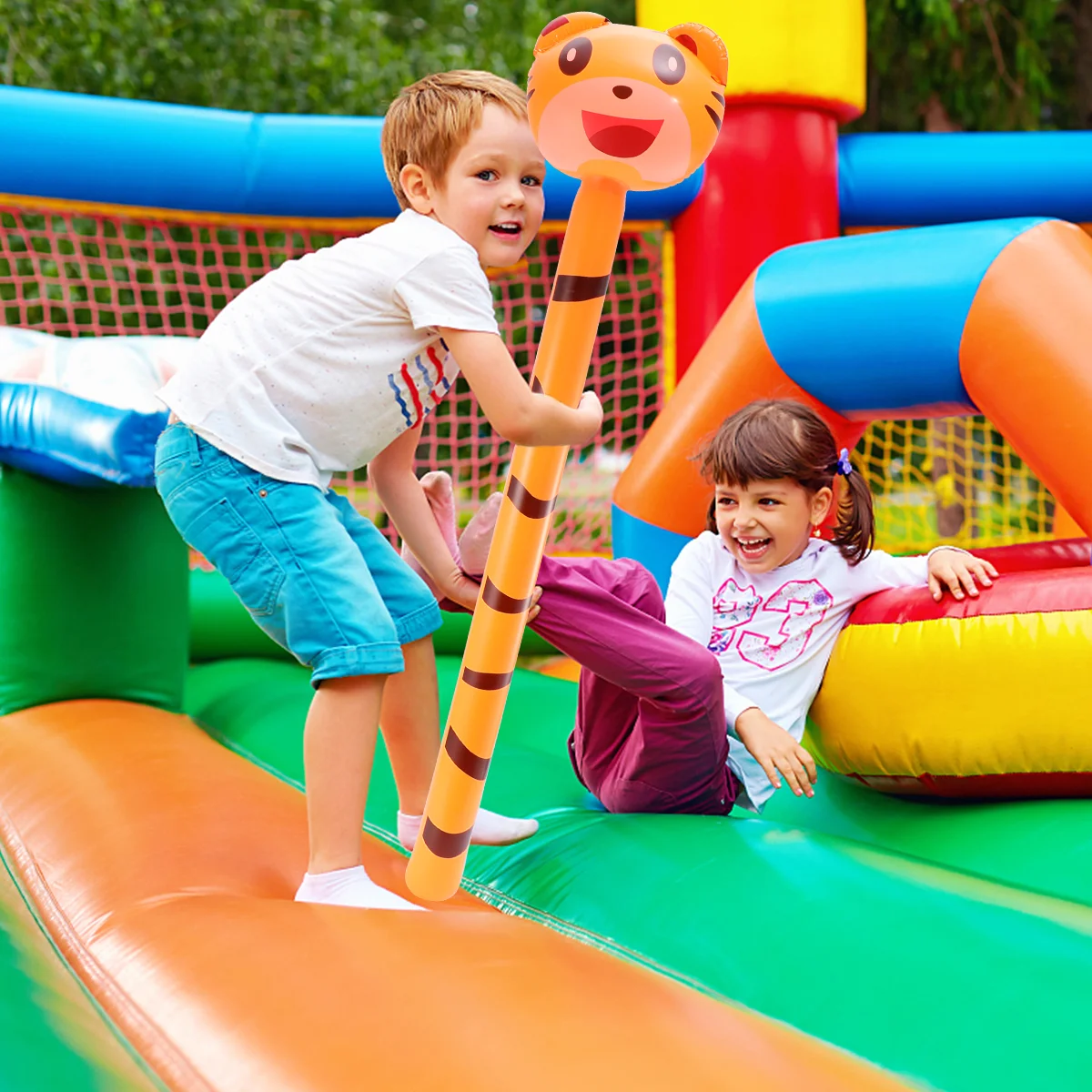 

5pcs Kids PVC Inflatable Animal Toy Funny Inflatable Toy Playing Long Stick Toy Educational Toy (Random Style)