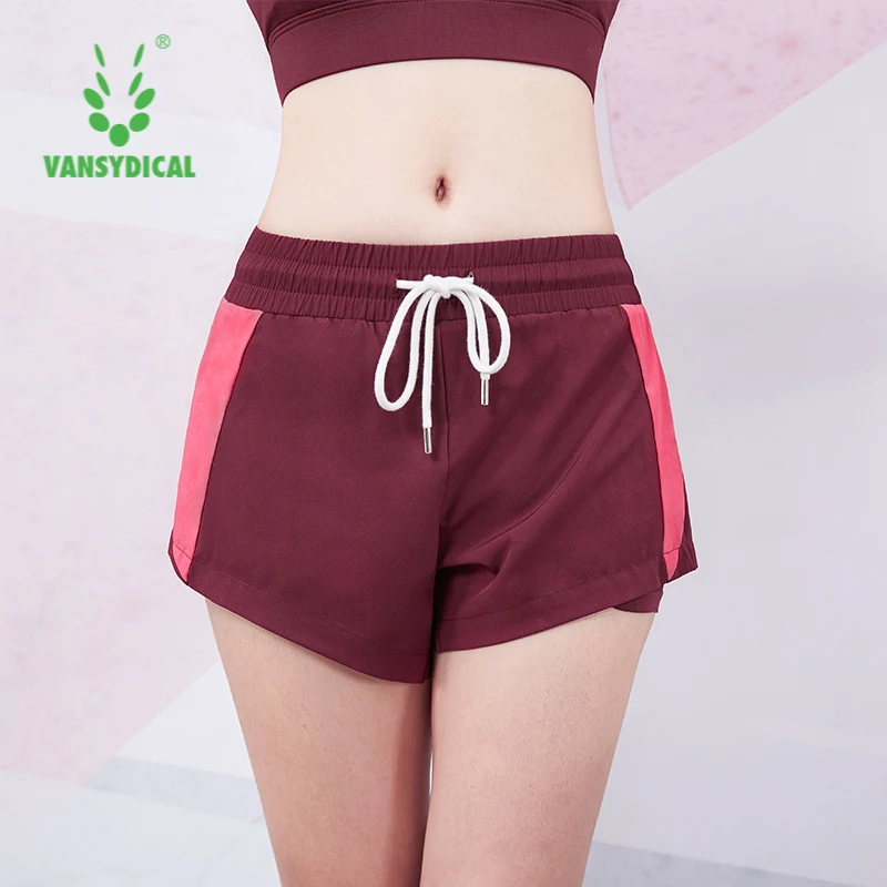 

VANSYDICAL 2 в 1 Спортивные шорты женские Лоскутные Спортивные шорты для занятий йогой быстросохнущие спортивные шорты для бега