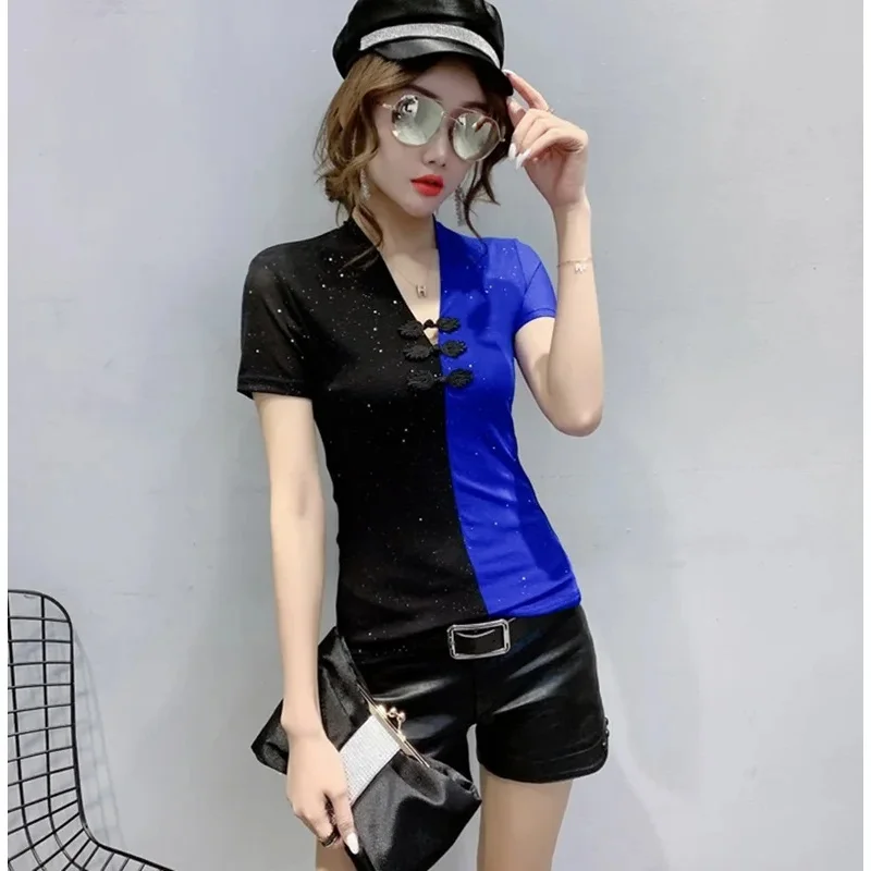 Женские китайские топы Женская азиатская одежда 2024 пикантная Футболка-Ципао в