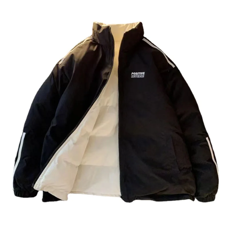 Two-sided Clothes Men's Winter Loose Retro Fashion Stand-up Collar Padded Clothes Tide Brand High Street Casual Padded Jacket