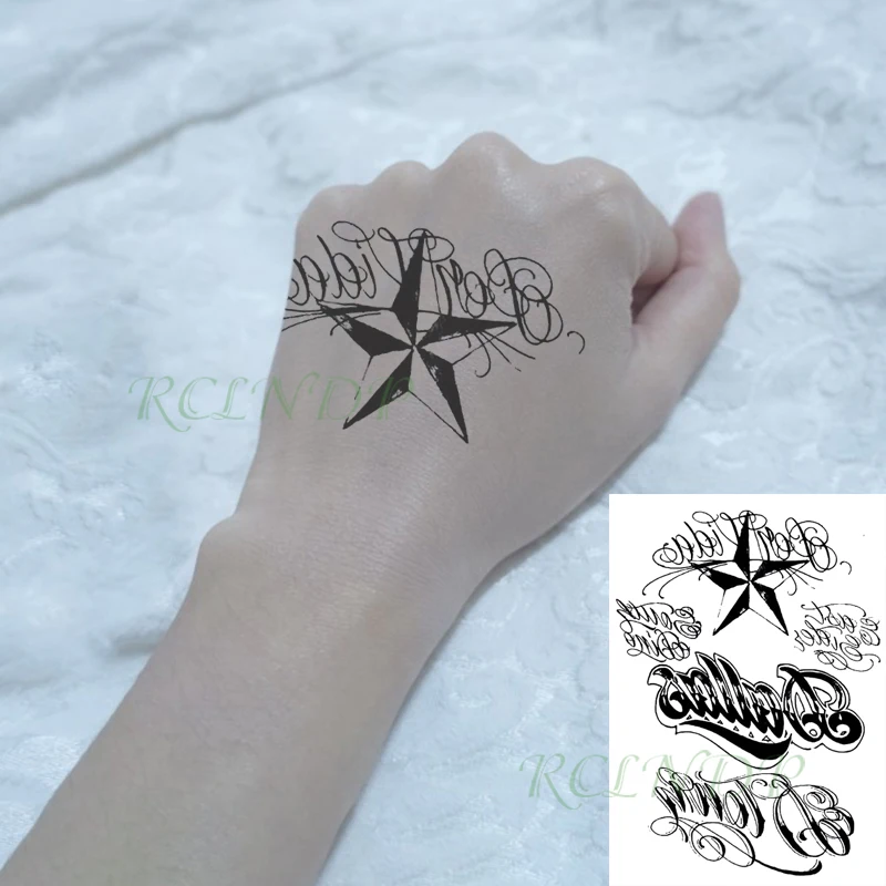 Водонепроницаемая Временная тату-наклейка со звездами и буквами английское