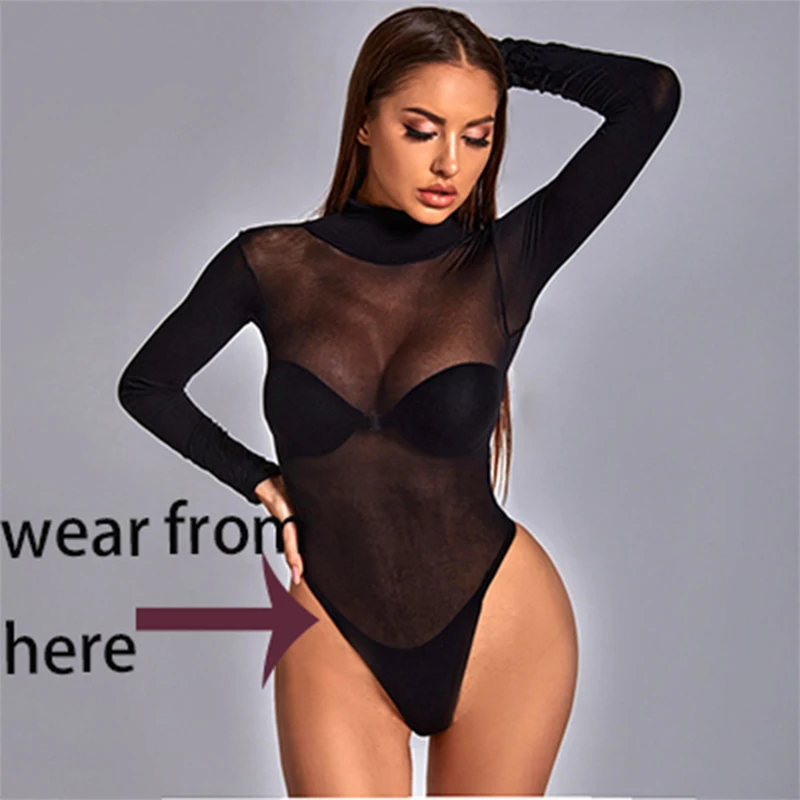 

Sexy Bodysuit Perspective Mesh Transparent Women Bodysuit Transparent Beachwear Nightwear Clubwear Party Sexy Clothing Qq575