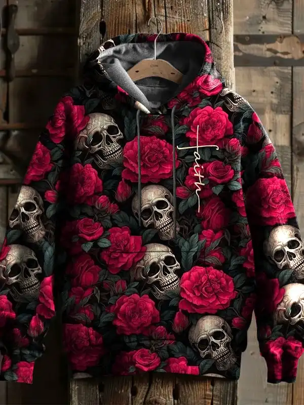 Худи мужское с 3D-принтом черепа уличная повседневная кофта капюшоном передним