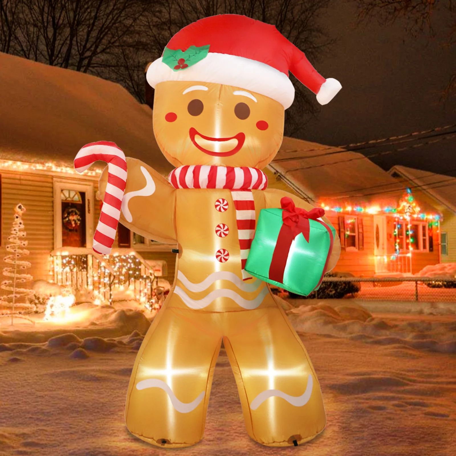 

Aytai 8 футов рождественские надувные пряники уличное украшение для дома с гирляндой для сада вечевечерние НКИ новогодний декор