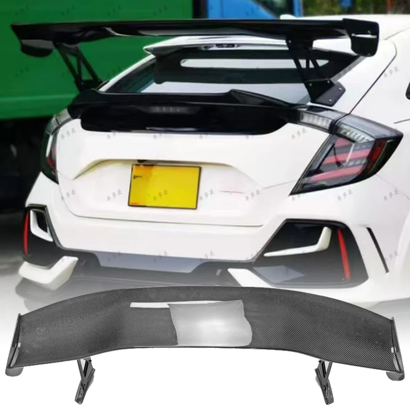 Фото Для Honda Civic FK4 FK7 FK8 TypR 5-дверный хэтчбек 2016-2021 Высококачественный спойлер из настоящего углеродного волокна на заднее крыло автомобиля, багажник, губа №3