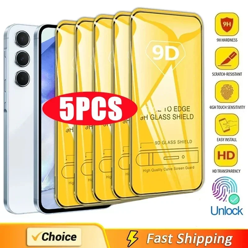 Защитная пленка 9D для Samsung A55 A15 A54 A33 A34 A35 A13 A14 A53 A52 A12 A21S A22 A32 A73 A72 S10E S20FE закаленное