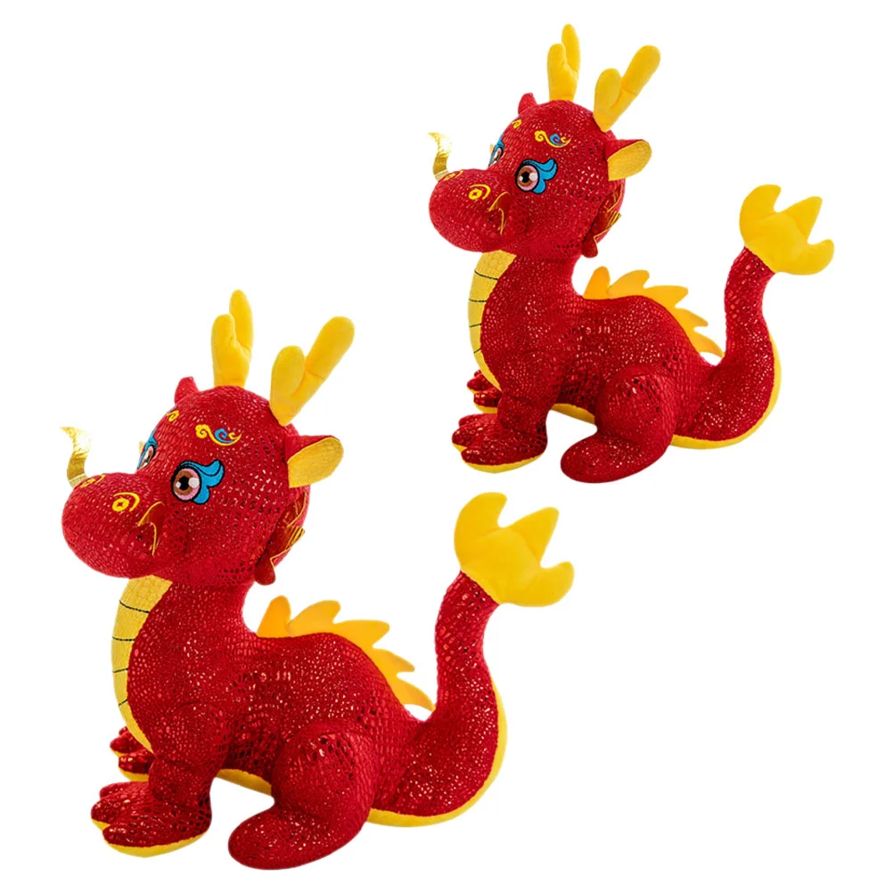

2pcs Mascot Dragon Toy Stuffed Dragon Toy New Year Dragon Mascot Toy Toy Gift