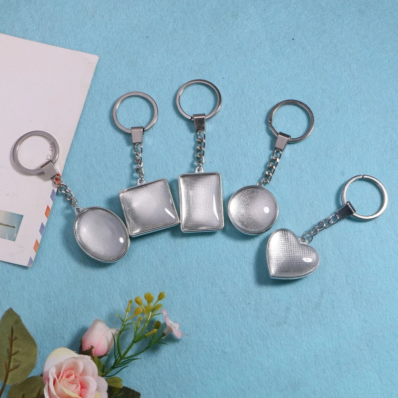 

DIY Double Side Keychains Baby Family Lovers Photo Calendar Keyrings Key Chain Rings Holder for Gift