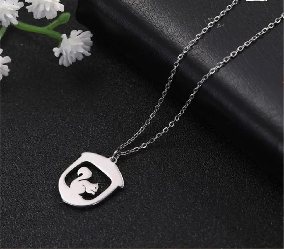

1PC Cute Squirrel and Chestnut Hollow Pendant Necklaces Women's Necklace Choker Stainless Steel Jewelry Birthday Gifts F1042