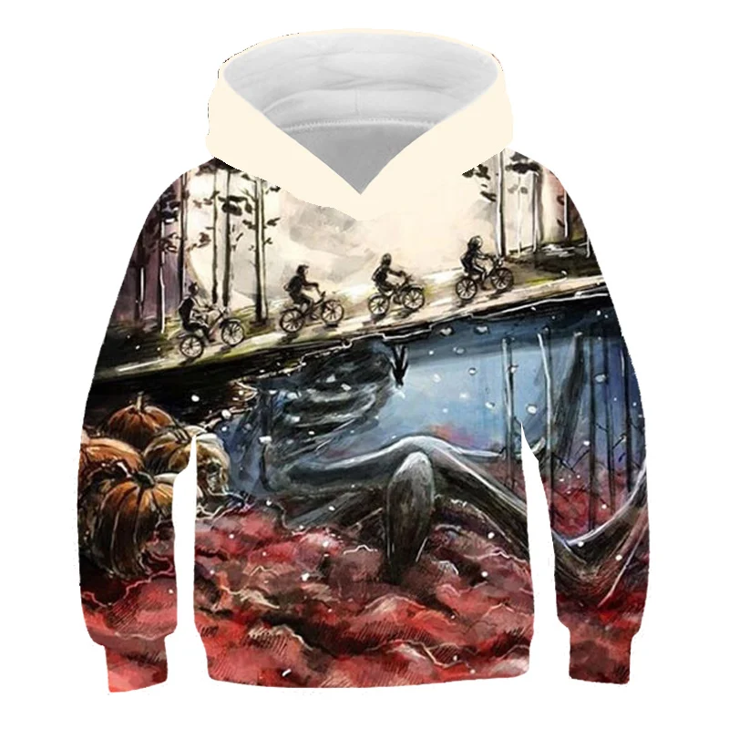 

Новинка, Детский свитшот с длинным рукавом «очень странные дела», детская одежда