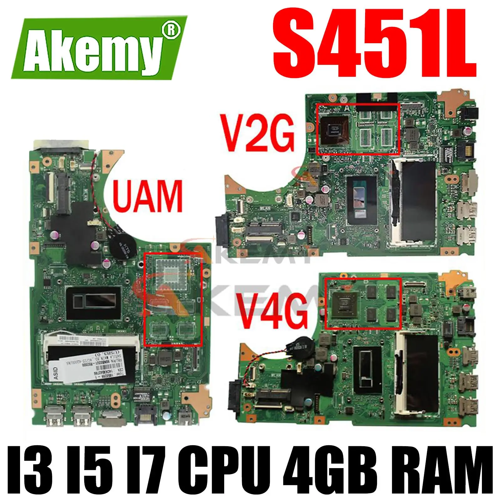 

S451L оригинальная материнская плата V2G V4G GPU I3 I5 I7 CPU 4 ГБ ОЗУ для ASUS S451 V451 V451L S451LN S451LB S451LA материнская плата для ноутбука