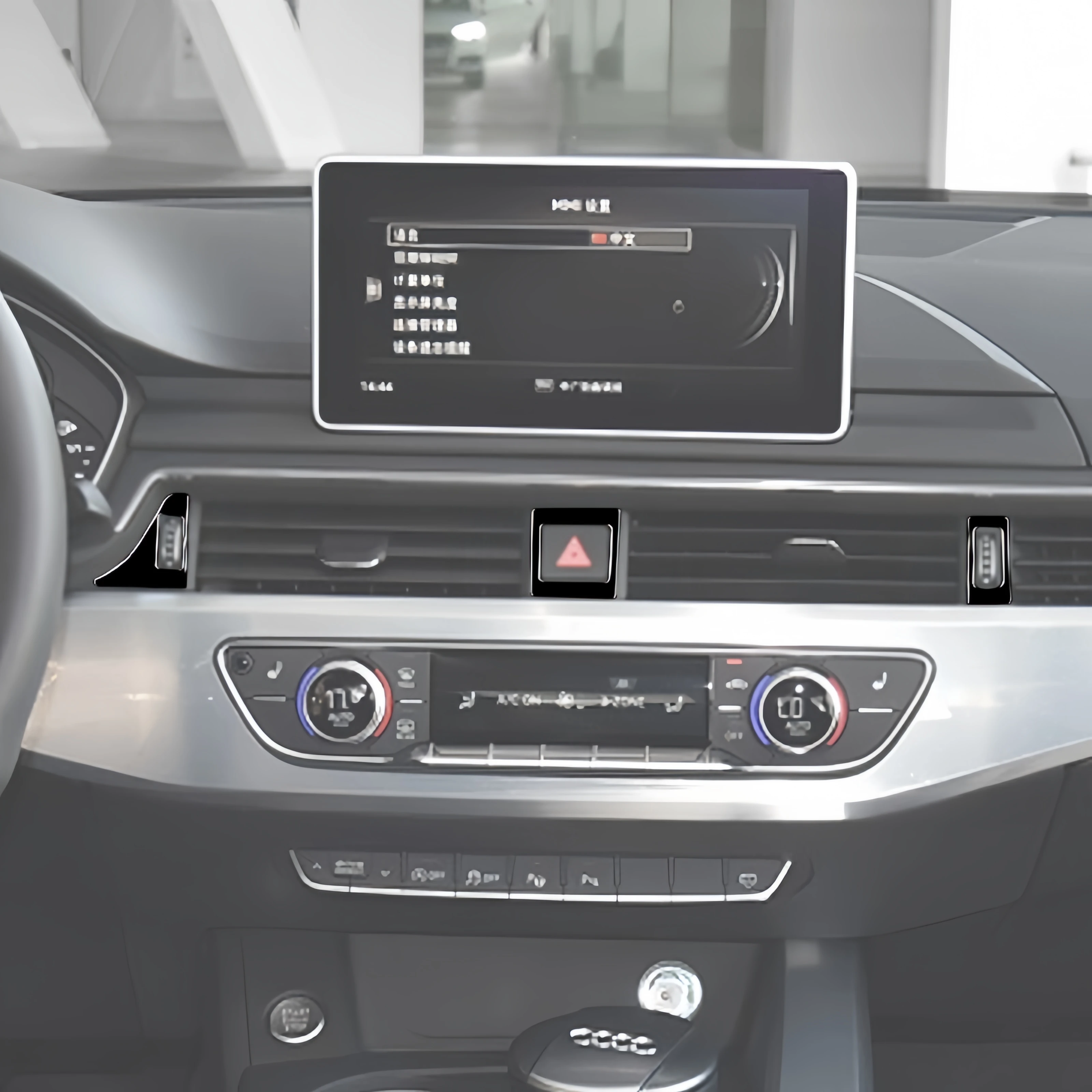 Фото Для Audi A4 B9 2017-2020: Накладка на центральный воздуховод с регулировкой потока воздуха, цвет черный глянец, для интерьера автомобиля, автоаксессуар №3