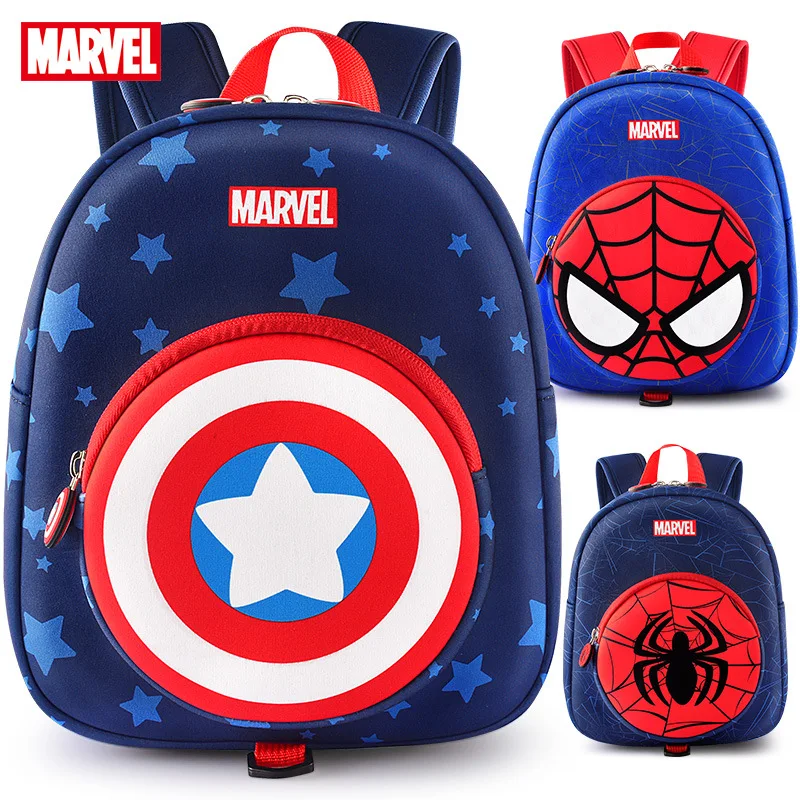 Original high-quality Disney Captain America children's backpack, comfortable and breathable Disney Spider Man schoolbag
