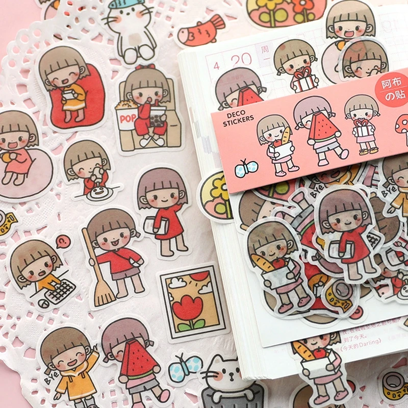 

Scrapbooking Bullet Girls Stickers for Children Cute Cartoon Stationery Diary Card Decorative Sticker Hobby DIY Craft Supplies