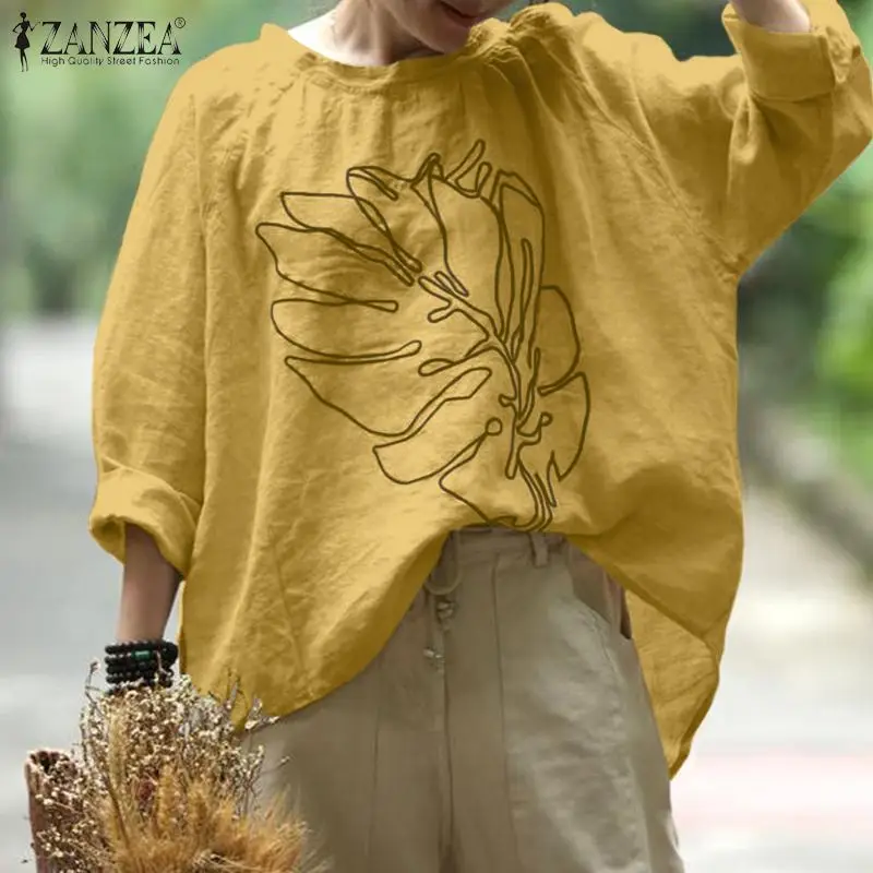 

Oversized Embroidery Blouse Women Casual Bohemian Long Sleeve Shirt ZANZEA Elegant Baggy Chemise Retro High Low Party Tunic Tops