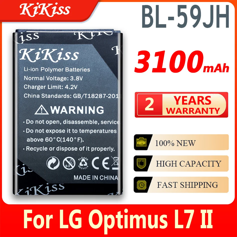 

KiKiss BL-59JH Replacement Phone Battery For LG Optimus L7 II Dual P710 P715 F5 F3 VS870 Ludid2 P703 BL 59JH Batteries 3100mAh