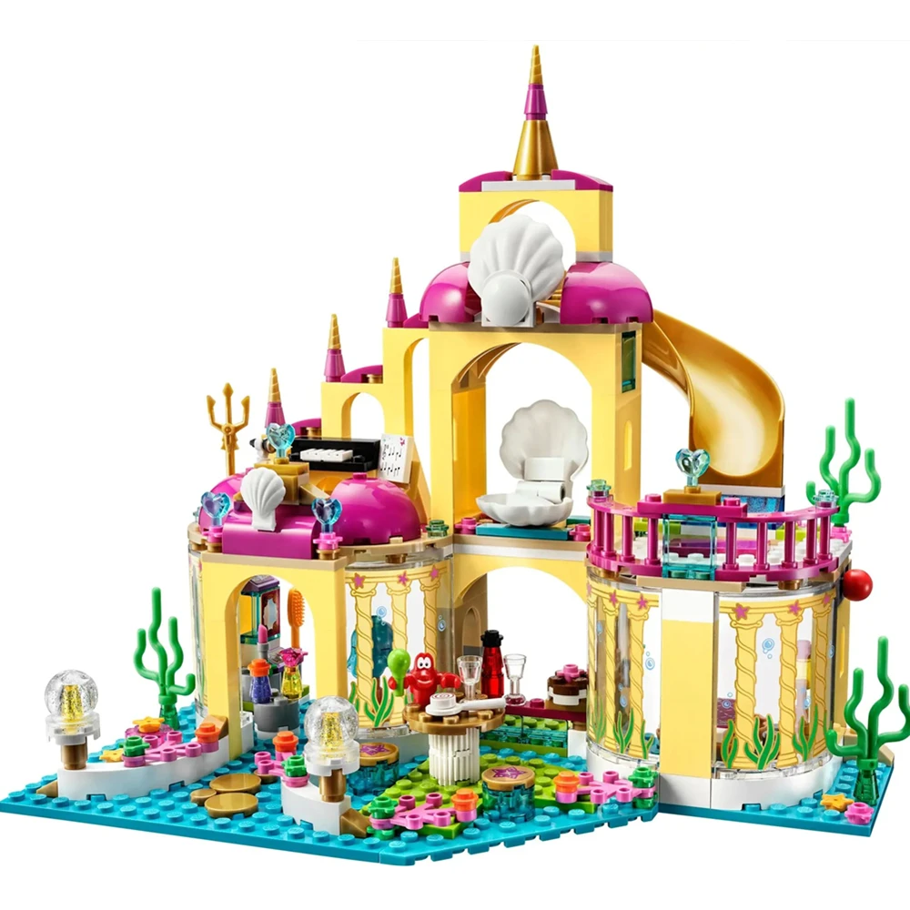 

Princess Ariel Undersea Palace Castle Mermaid Undersea Palace Elsa Girls Series Assembled Building Blocks Friends Bricks Toys