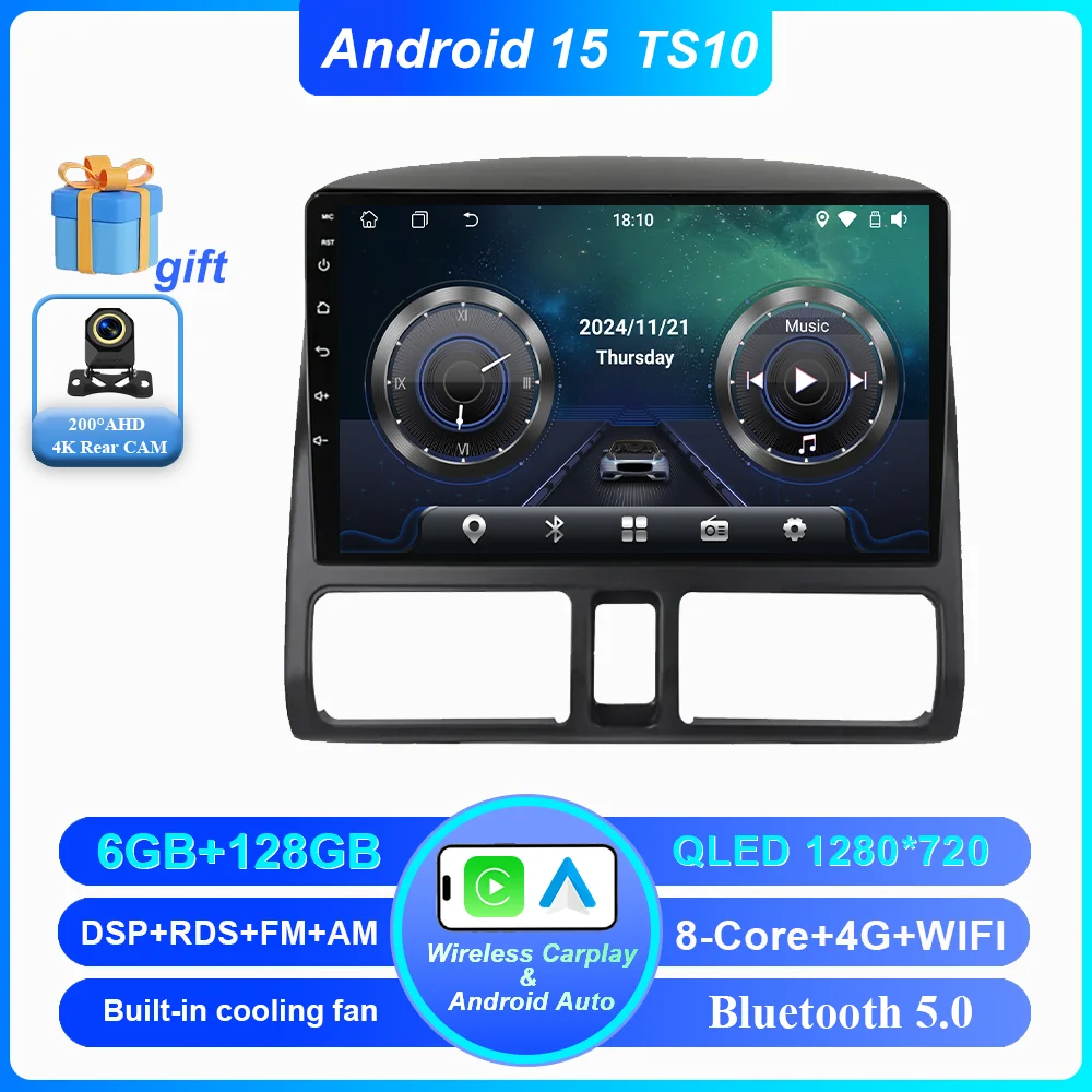 

Автомобиль Android 15 для Honda CR-V CRV 2001 2002 2003 2004 2005 2006, автомобильный мультимедийный видеоплеер, навигация, GPS Carplay Screeo