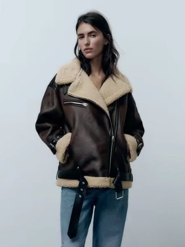 

Женская зимняя куртка-бомбер из искусственной замши, с длинным рукавом