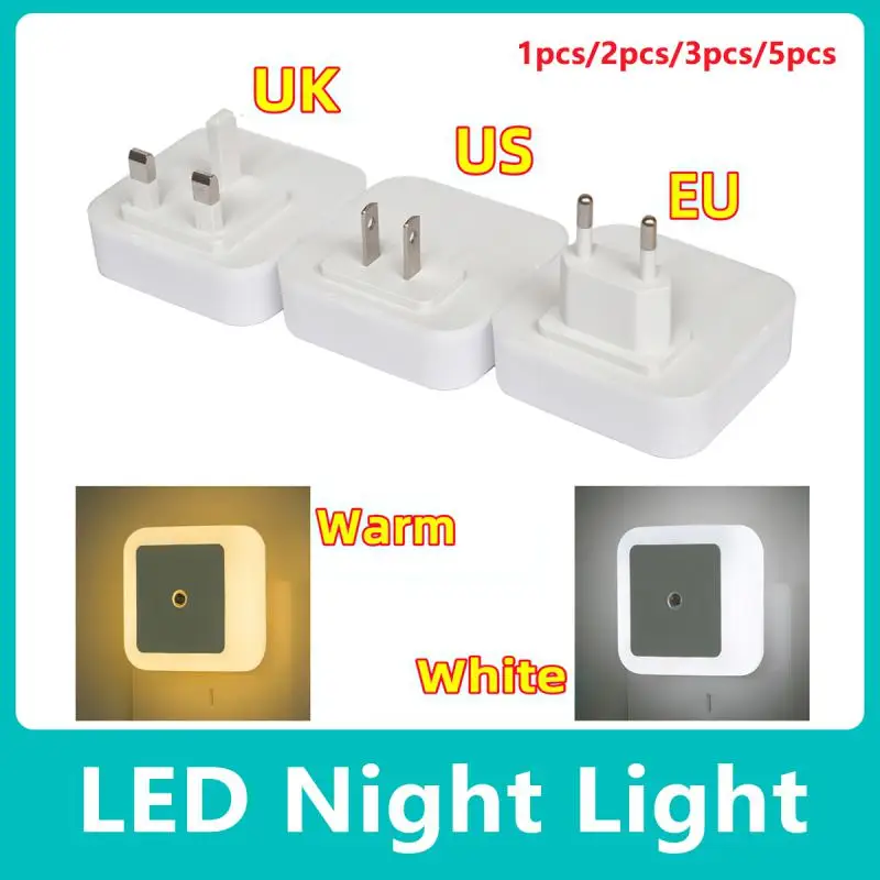 

LED Night Light Mini Light Sensor Control 110-240V EU US UK Plug Energy Saving Induction Lamp For Living Room Bedroom Lighting