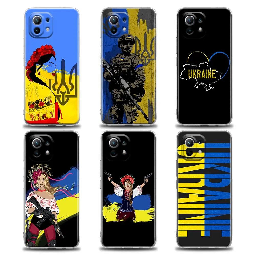 

Ukraine Girl Transparent Case For Xiaomi Mi 12 11 Lite 5G NE 13 12T Pro 9T Note 10 For Poco X3 Pro NFC F3 M5s Cover Ukraine Flag