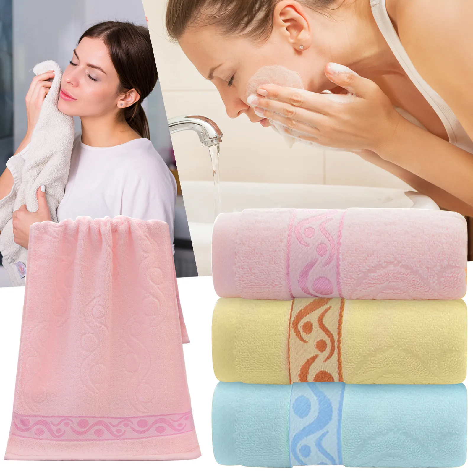 

3PC Towel Absorbent Clean And Easy To Clean Cotton Absorbent Soft Aqua Blue Towels Christmas Towels Bath Bathroom Rug Towel