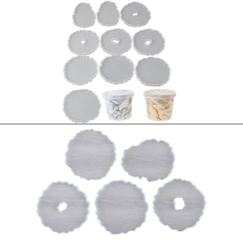 

E0BF Reusable Epoxy Resin Molds Silicone Wave Round Small Tea-Cup Coaster Molds DIY Resin Art Tool for DIY Custom Coasters