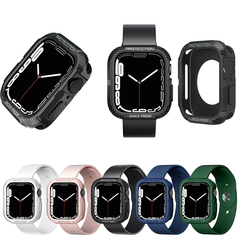 

Rugged Cover for Apple Watch Case 44mm 40mm 45mm 41mm 49mm iWatch Accessorie TPU Screen Protector iwatch serie Ultra 8 7 se 6 5