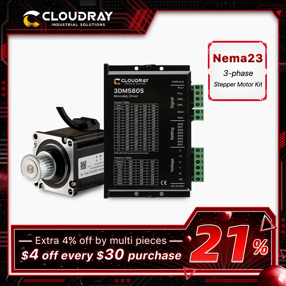 Cloudray Nema 23 Stepper Motor Driver Kit 3 Phase Stepper Mo
